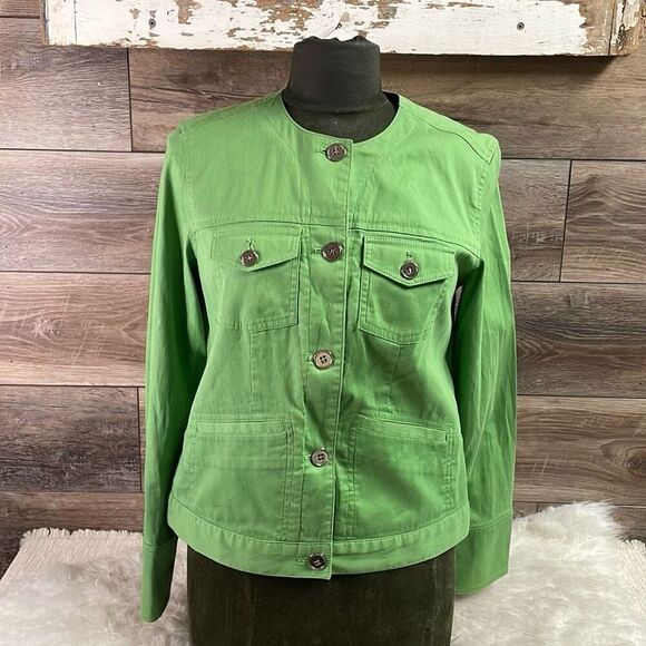 CHARTER CLUB Women’s Green Corduroy Button Up Shacket Cardigan Green Size Small - Picture 3 of 15